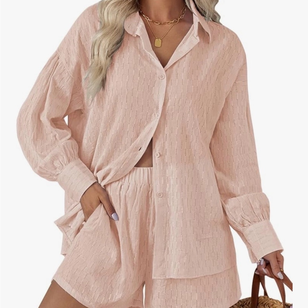 Women's Pink Button-Down Shirt - Lightweight Relaxed Fit
